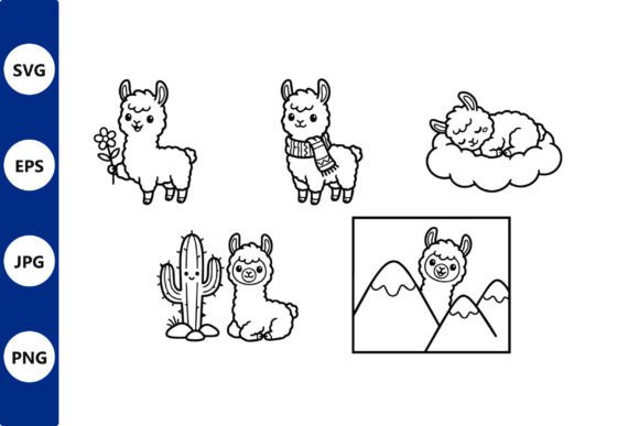 Alpaca Vector Set with Flowers and: A Creative Design Asset for Graphics and Illustrations