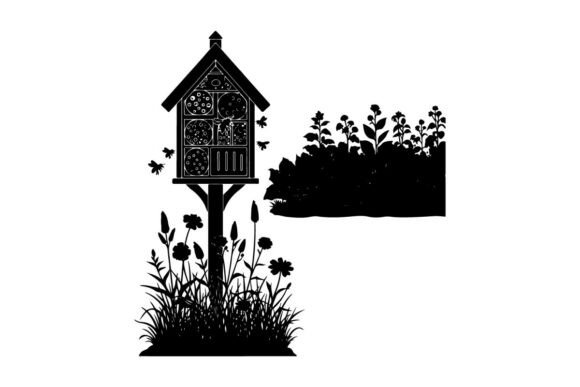 Birdhouse Silhouette with Flowers: A Designer's Review