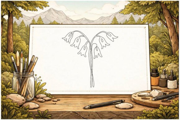 Bluebell Flowers Line Art: Elegant Graphics & Illustrations