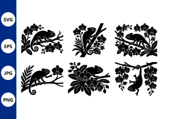 Chameleon Silhouettes: Bold Graphics & Illustrations