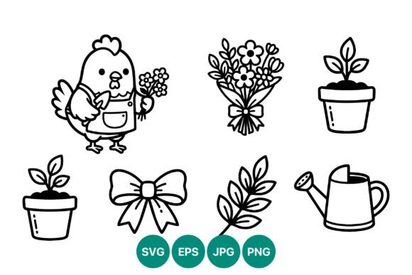 Chicken Gardener Vector: Fresh Graphics & Illustrations
