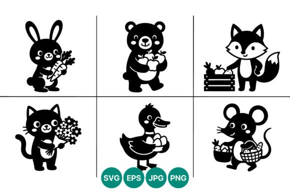 Cute Animals with Veggies: Fresh Graphics & Illustrations