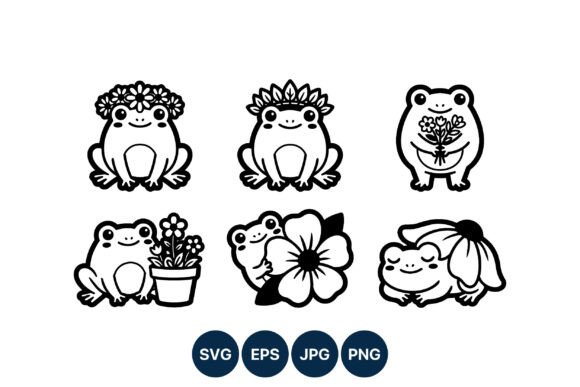 Cute Frog Line Art: Whimsical Graphics & Illustrations