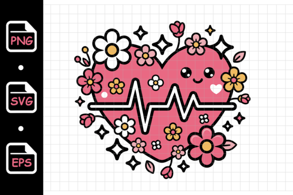 Cute Heartbeat Heart: Graphics & Illustrations