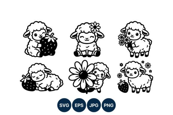 Cute Lambs Graphics & Illustrations for Branding