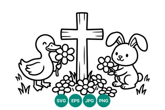 Duck and Bunny Cross: Graphics & Illustrations