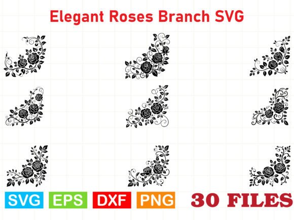 Elegant Roses Branch SVG Bundle: Premium Graphics & Illustrations