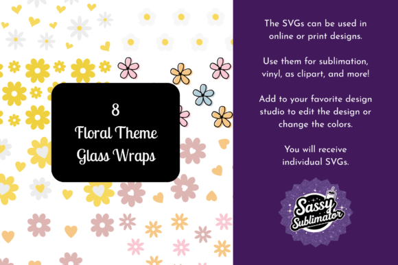 Flowers Glass Wraps 8 SVGs
