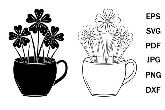 Flowers in a Tea Mug Svg: Graphics & Illustrations