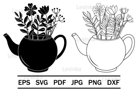 Flowers in a Teapot Svg: Graphics & Illustrations