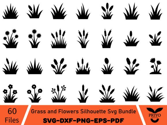 Grass and Flowers SVG: Graphics & Illustrations
