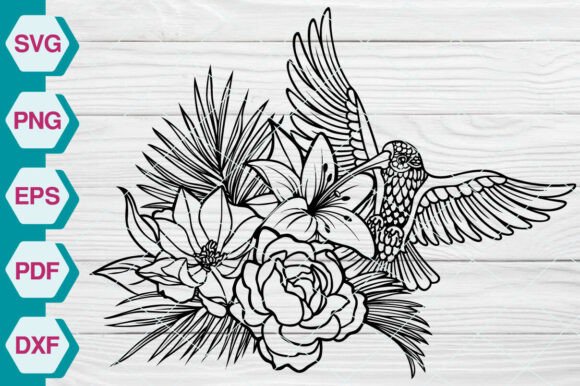 Hummingbird Flowers SVG EP422: Graphics & Illustrations