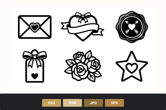 Love Hearts and Roses Vector Icons: Graphics & Illustrations
