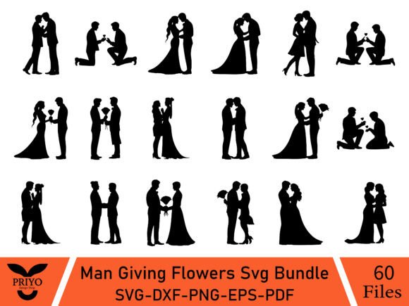 Man Giving Flowers SVG Bundle: Graphics & Illustrations