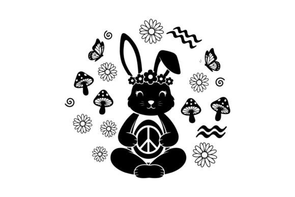 Peaceful Silhouette Bunny: Graphics & Illustrations