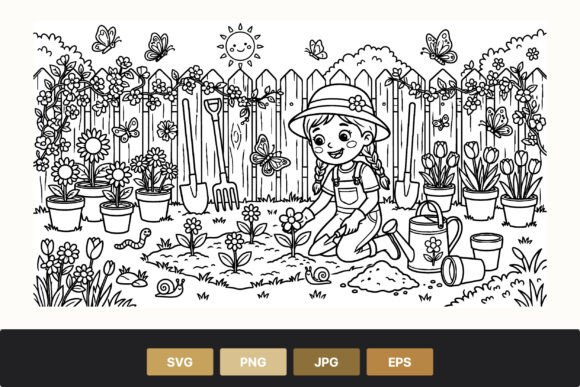Review: Girl Gardening with Flowers Vector for Embroidery