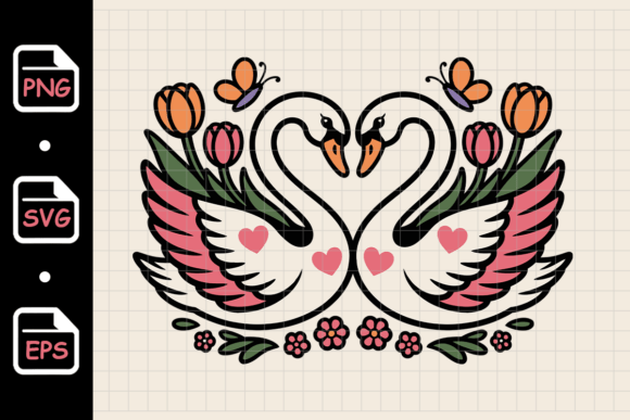 Swan Couple Forming Heart with Flowers Review