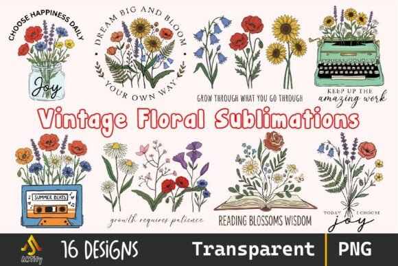 Vintage Flowers Bundle: Graphics & Illustrations