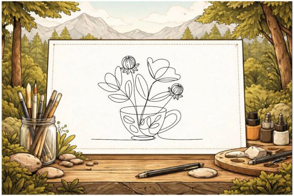 Vintage Teacup Flowers: Elegant Graphics & Illustrations
