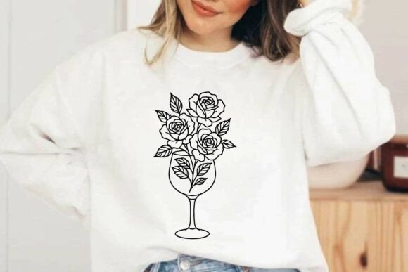 Wine Glass Roses Clipart: Graphics & Illustrations