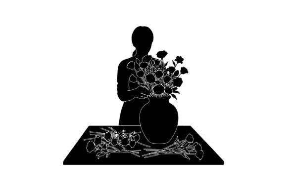 Woman Holding Black Roses Vector: Bold Graphics & Illustrations
